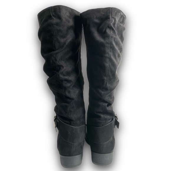 Unr8ted, Darius, Black Knee High Boot, Wide Calf, Round Toe, Buckle, Size 7.5 W - Picture 8 of 15